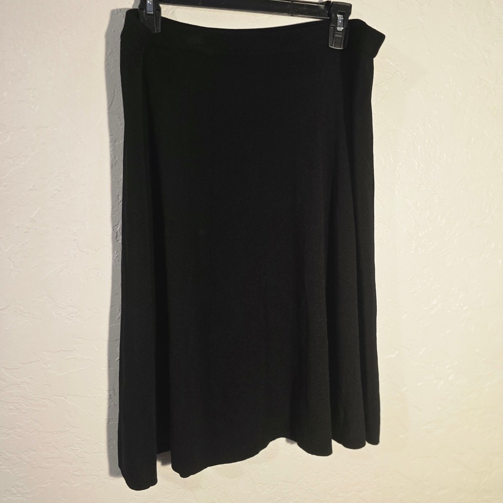Due per Due Collection XL Black Knit Flare Midi Skirt business casual flow